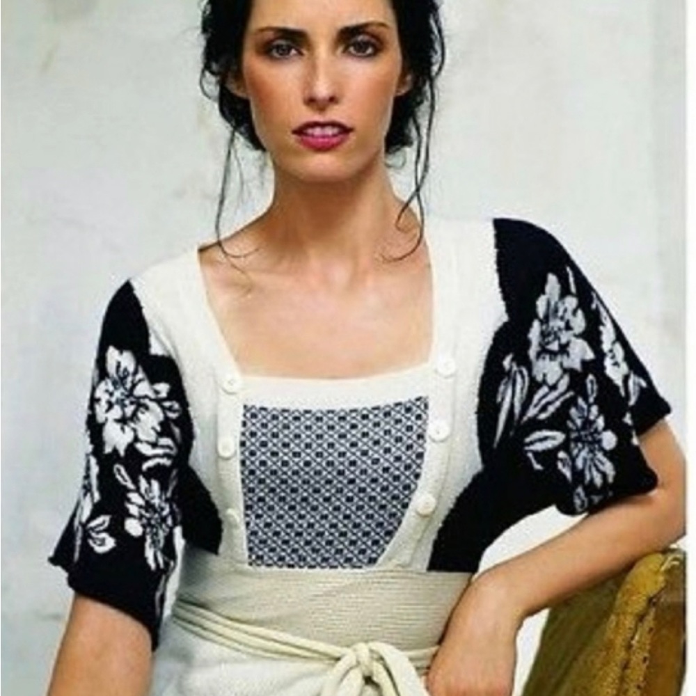 Anthropologie Lia Molly “Intarsia” Tie Sweater - M